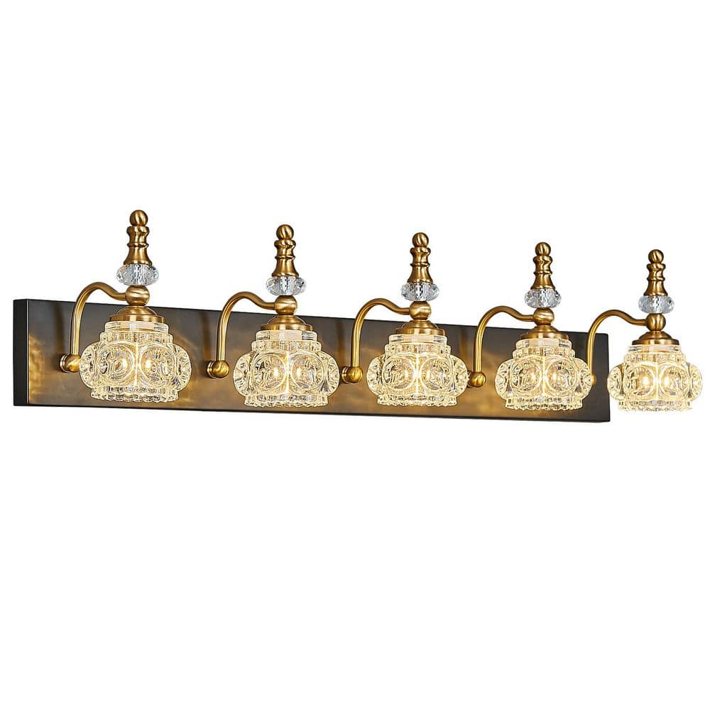 "HomeLighting Fixture Width 35.43"" In. "" 5-light BlackGold Modern Glass Crystal Vanity Light-Vintage For Bathroom(JW-493)" price history on PriceWatchPro