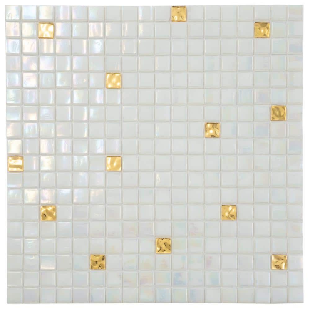 Mingles 11.6 in. x 11.6 in. Glossy White and Gold Glass Mosaic Wall and Floor Tile (18.69 sq. ft./case) (20-pack) price history on PriceWatchPro
