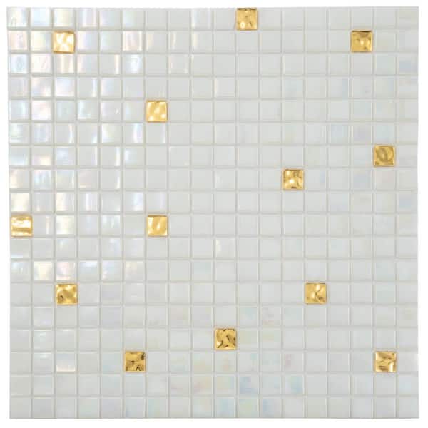 Apollo Tile Mingles Yellow Gold and White 11-1/2-in x 11-1/2-in Glossy Glass Uniform Squares Floor and Wall Tile (18.69-sq. ft/ Carton)