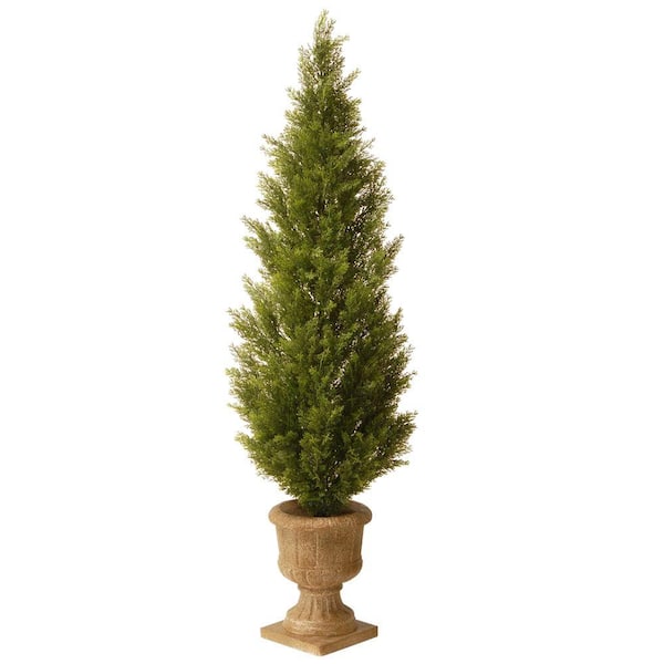 Unbranded 5 ft. Unlit Arborvitae Potted Artificial Tree in Decorative Urn