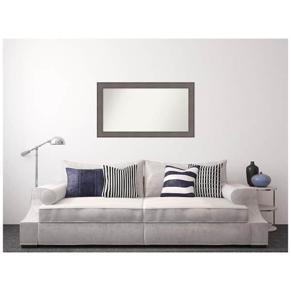 Amanti Art Medium Rectangle Distressed Brown Modern Mirror (27.25 in. H x 48.25 in. W)