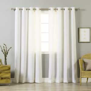 Optic White Linen Linen Grommet Room Darkening Curtain - 52 in. W x 84 ...
