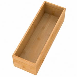 2.5 in. H x 9 in. W x 3 in. D Modern Natural Bamboo Drawer Organizer Storage Box Deep Compartment Kitchen Tray
