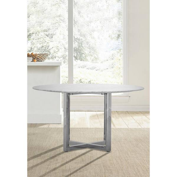 Modus Furniture Amalfi Polished Stainless Steel 48 In Round Glass Top Dining Table 1aj5614g The Home Depot Round Glass Top Dining Table, 48 Round Stainless Steel Table Top