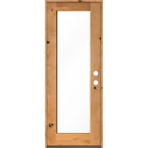32 in. x 96 in. Rustic Knotty Alder Wood Clear Full-Lite w. Clear Stain Left Hand Inswing Single Prehung Front Door