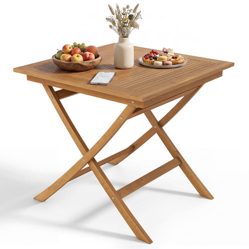 32 in. Square Teak Wood Folding Outdoor Dining Table for 4 with 220 lb. Capacity, Natural price history on PriceWatchPro