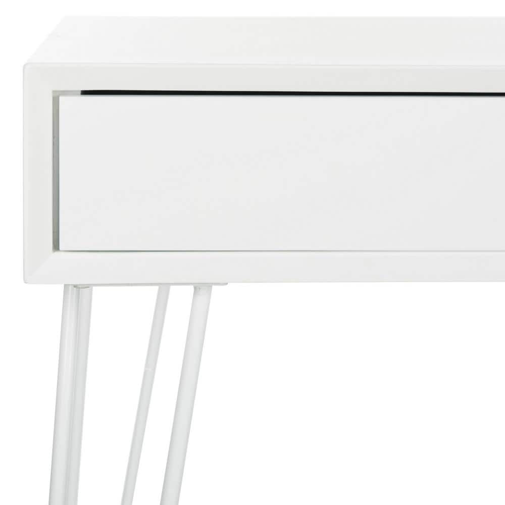 Transitional White Home Office Desk with Dual Hidden Drawers