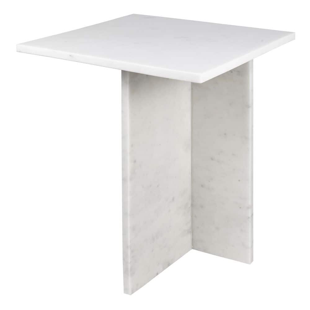 Cecil 18.5 in. Contemporary Natural Marble Handmade T-Shaped End Table, White price history on PriceWatchPro