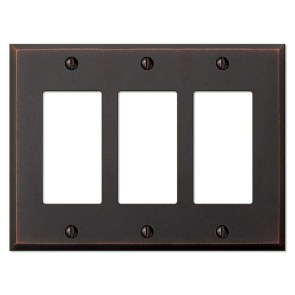 Amerelle 68RRRDB Manhattan Wallplate, 3 Rocker, Cast Metal, Aged Bronze, 1-Pack
