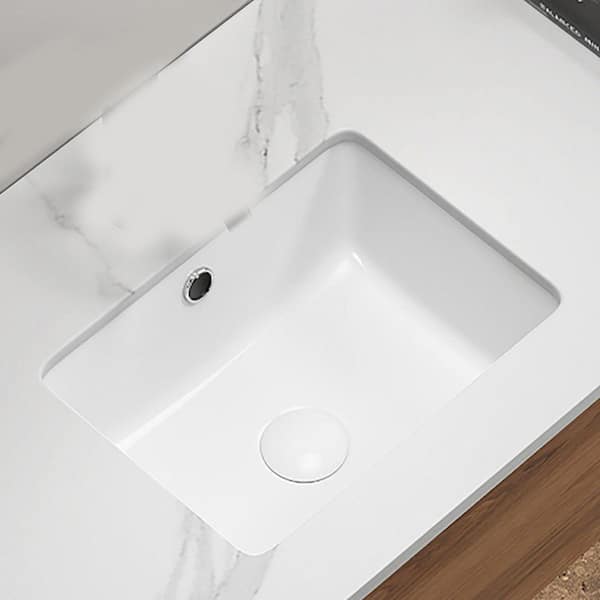 15.55 in. x 11.61 in. Undermount Bathroom Sink in Milk White Ceramic