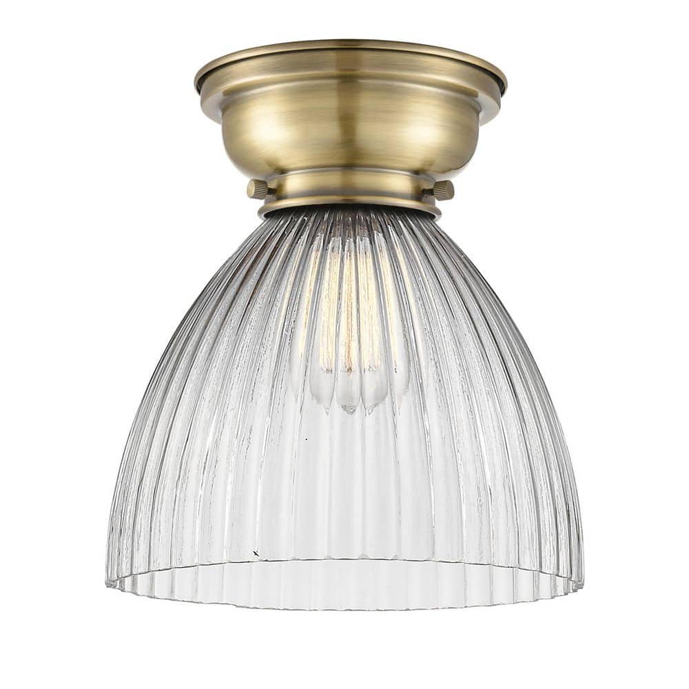 Seneca Falls 9.5 in. 1-Light Antique Brass Traditional Flush Mount with Clear Glass Shade price history on PriceWatchPro