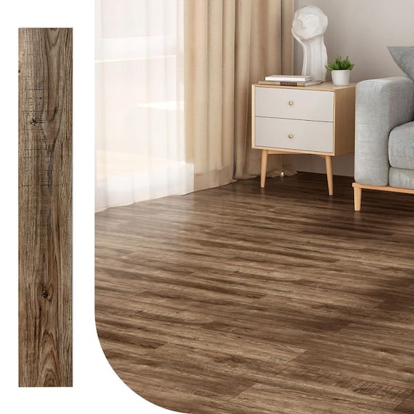 Walnut 12MIL 7.2 in.x48 in. Waterproof Click Lock Vinyl Plank Flooring, Interlock SPC Rigid Core Flooring(24sq.ft./box)