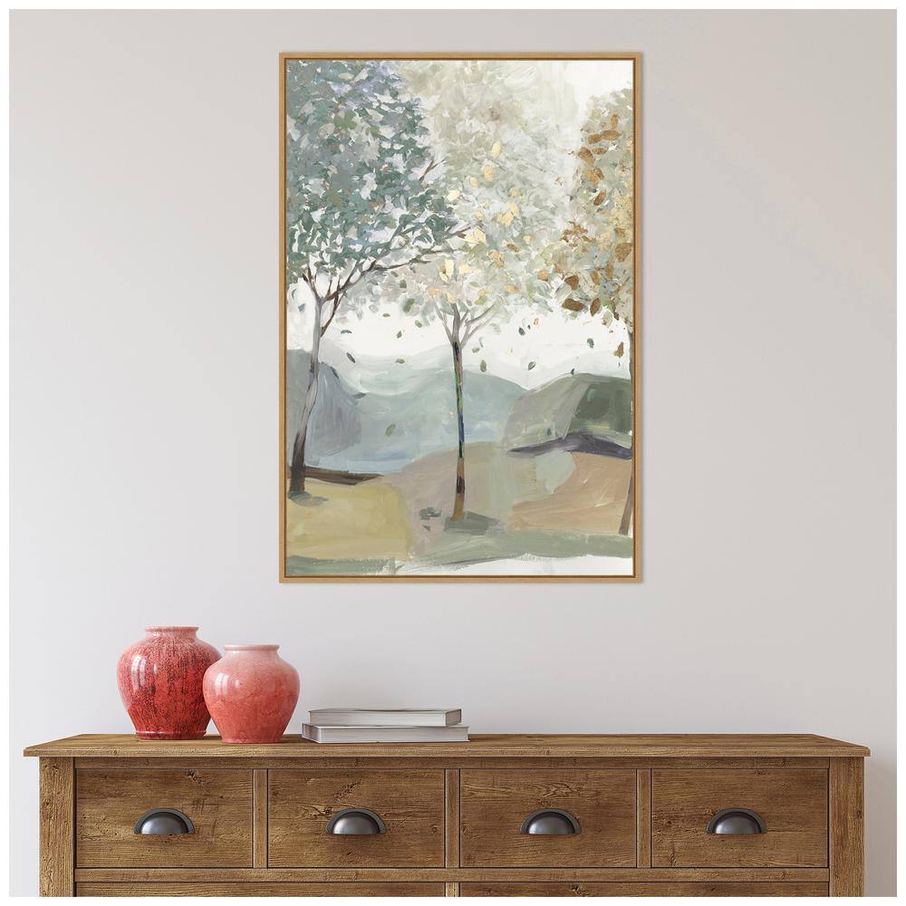 Breezy Landscape Trees III Canvas Print with Maple Frame