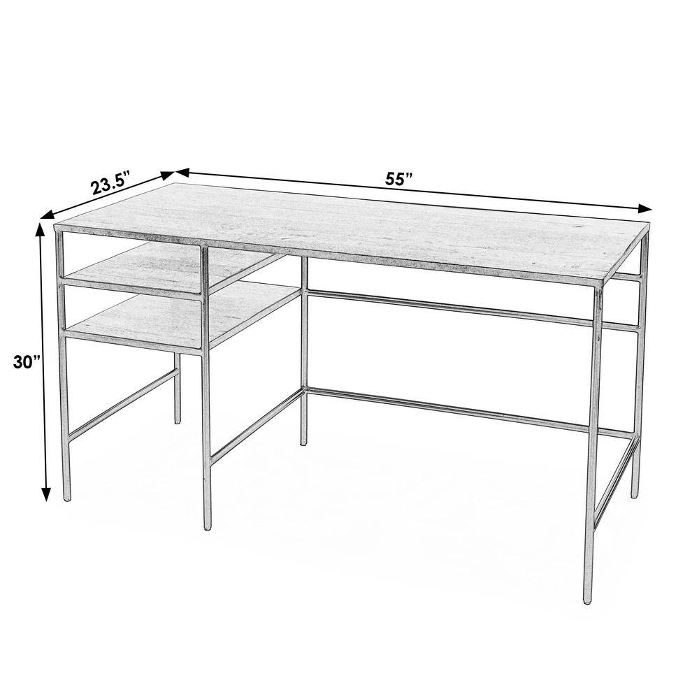 Jensen 55" Natural Mango Wood and Black Iron Home Office Desk