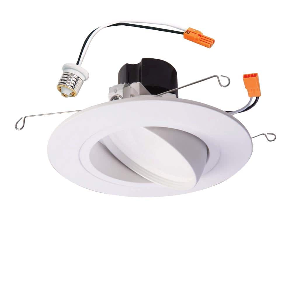 Halo in. and in. 3000K White Integrated LED Adjustable Gimbal Recessed  Trim Module 90 CRI CCT Title 20 Compliant RA5606930WHR-CA The Home Depot