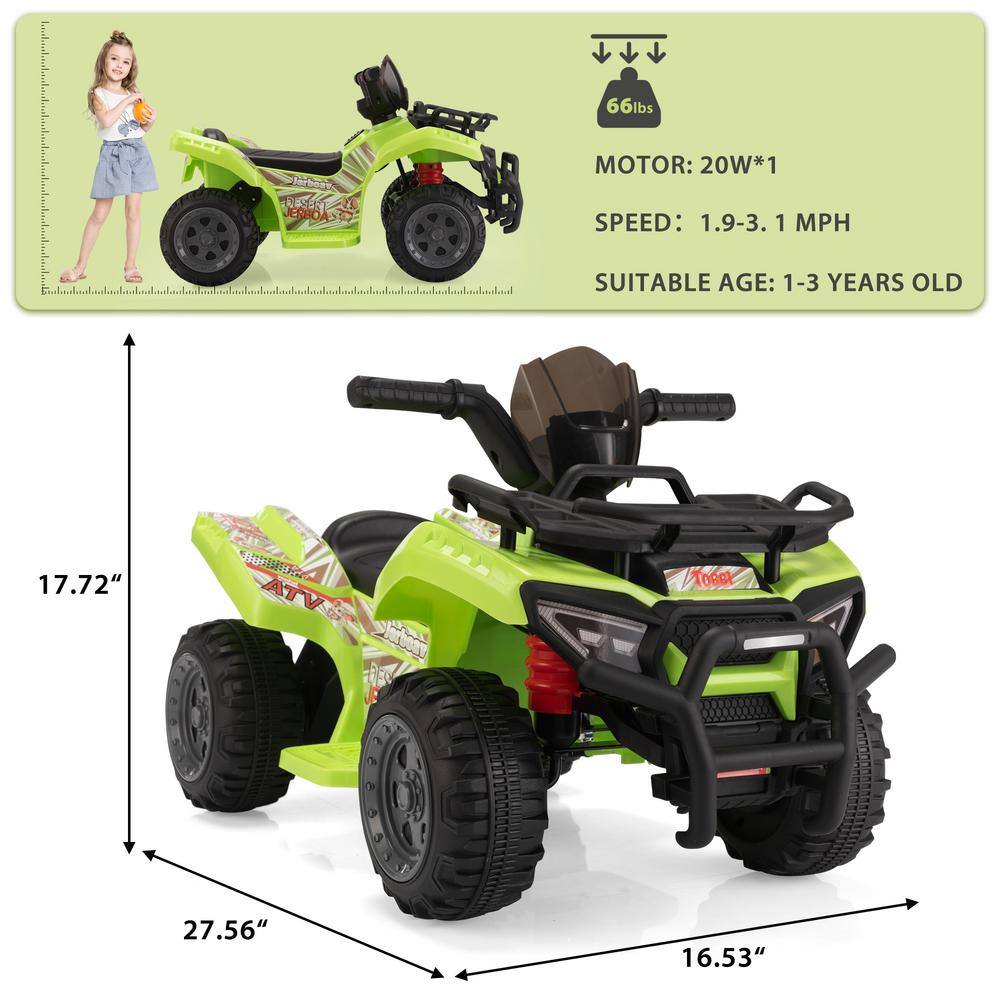 Green 6-Volt Kids Ride-On ATV Quad with Music and Horn
