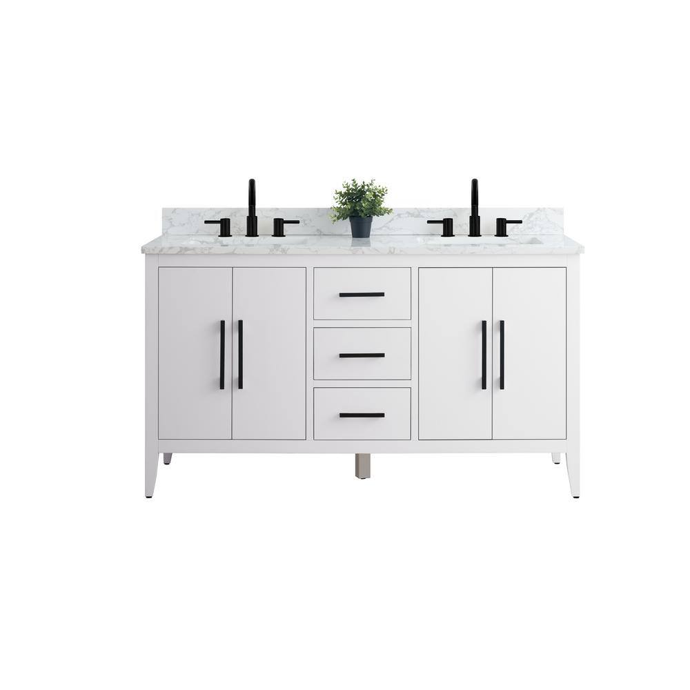 Vanity Art 60 in. W x 22 in. D x 34 in. H Double Sink Bathroom Vanity