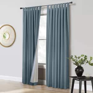 Ventura Blue 52 in. W x 63 in. L Tab Top Total Blackout Curtain Panel Pair, Each Panel
