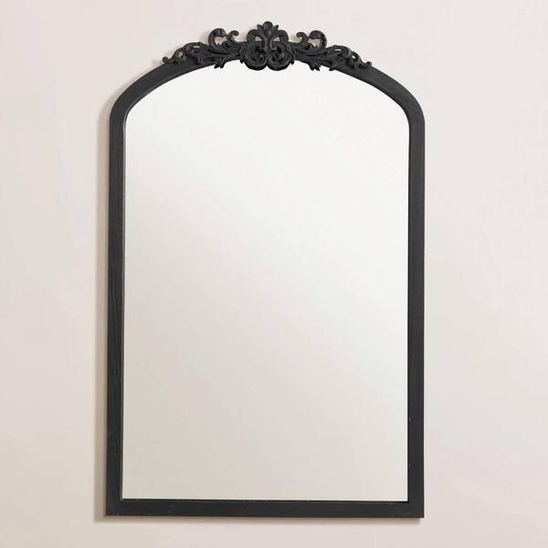 Dovelina 24 in. W x 36 in. H Arch Wood Framed Vintage Black Decorative Wall Mirror