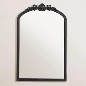 39 in. W x 39 in. H Arch Wood Framed Vintage Black Decorative Mirror