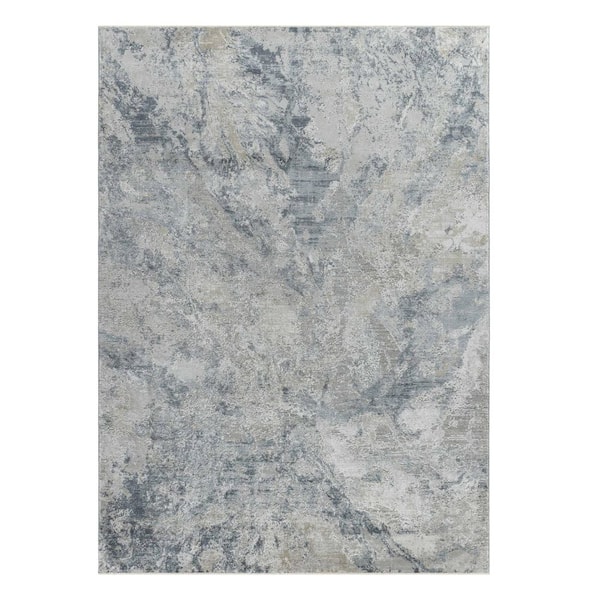 5 ft. x 8 ft. Blue And Gray Abstract Area Rug