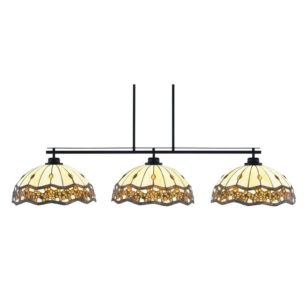 Monroe 3-Light Billiard Light, Round Fitter, Matte Black Finish, 16 in. Rom