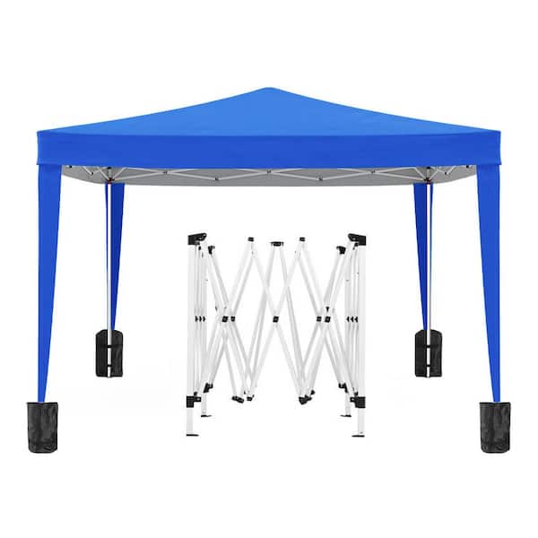 Tenleaf 10 ft. x 10 ft. Blue Pop-Up Canopy Outdoor Portable Party Tent with 4 Removable Sidewalls, Carry Bag, 4pcs Weight Bag