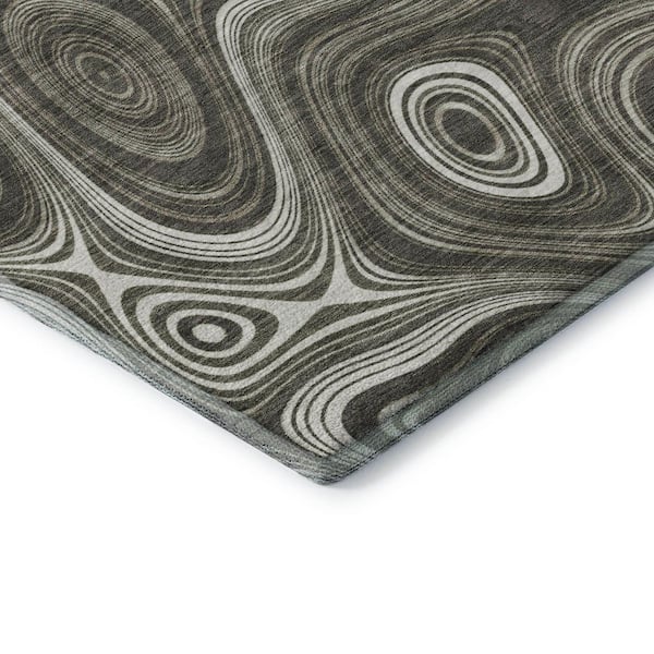 Mayfield Premium Machine Washable Abstract AMF2097 Gray 2 ft. x 7 ft. Runner Rug