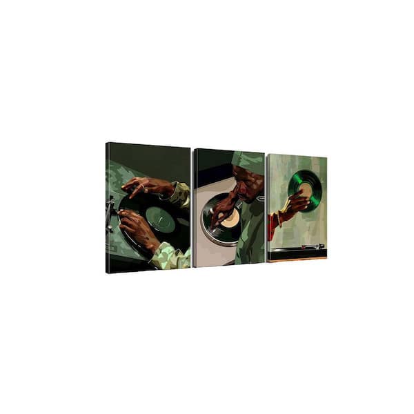 3-Piece 16x 24inch African American DJ Canvas Wall Art Black Men Painting Picture Wall Decor
