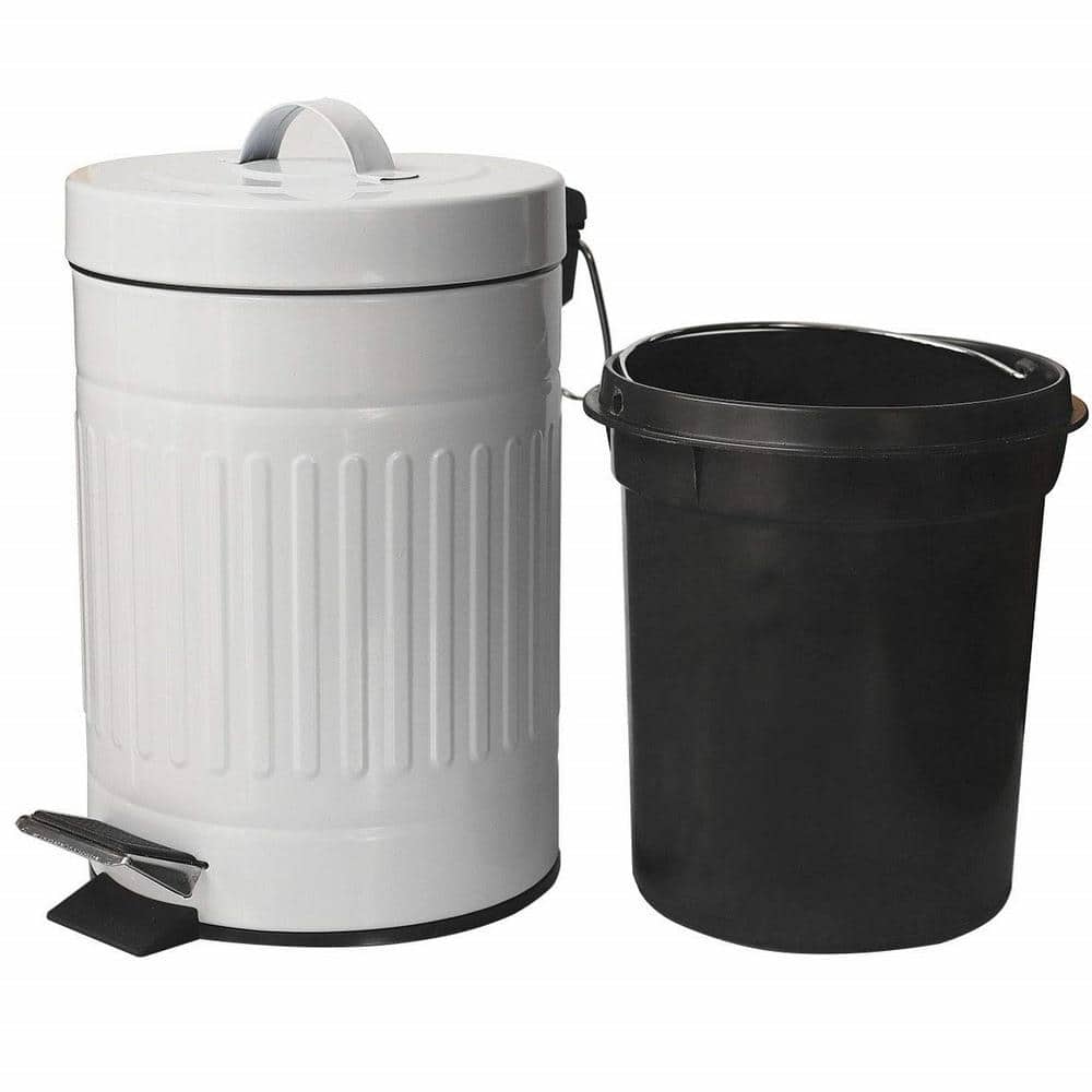 0.8 Gal. White Mini Metal Pedal Trash Can HP088QNRIP - The Home Depot