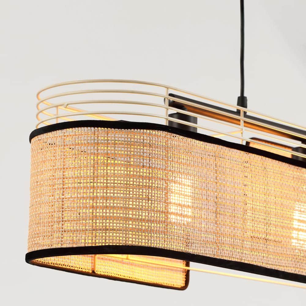 Bohemian Aluminum and Wicker 3-Light Island Pendant