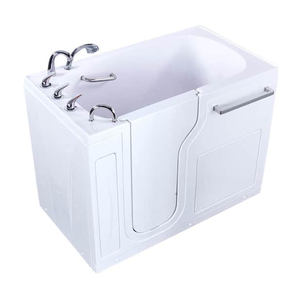 Amluxx Aqua 52 in. Acrylic Walk-In Soaking Bathtub in White with Left Door, Fast Fill 3/4 in. Faucet, 2 in. Left Drain