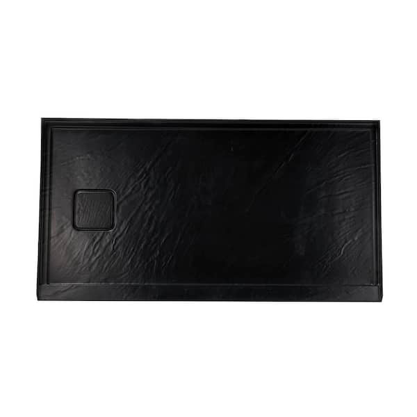 60 in. x 32 in. Black Alcove Rectangle Acrylic Bathroom Shower Pan Base with Left Hand Drain