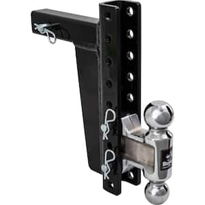 Adjustable Dual Ball Hitch with 2" & 2-5/16" Towing Balls for 2" Hitch Receivers-10" Drop