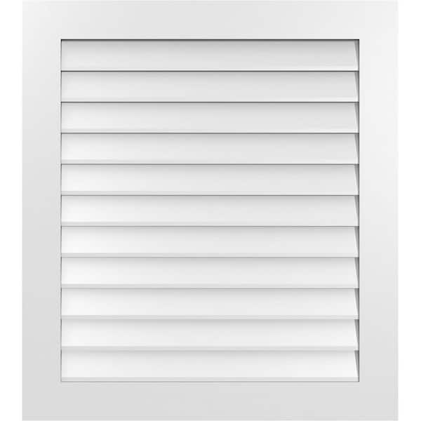 Ekena Millwork 34" x 38" Rectangular White PVC Paintable Gable Louver Vent Non-Functional