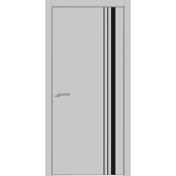 0011 30 in. x 84 in. Left-Hand/Inswing Solid Matte Grey Single Prehung Interior Door with Hardware
