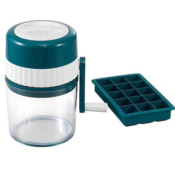 Portable Manual Ice Shaver, Stainless Steel Blade Snow Cone Maker with Ice Cube Tray, Household Hand Crank Ice Crusher