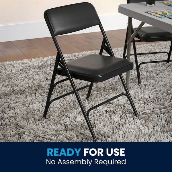 Carnegy Avenue Black Vinyl/Black Frame Metal Folding Chair (2-Pack