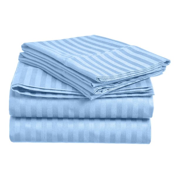 Unbranded Home Sweet Home 1800-Luxurious Hotel Extra Soft Deep Pocket Stripe Microfiber Sheet Set (Queen, Blue)