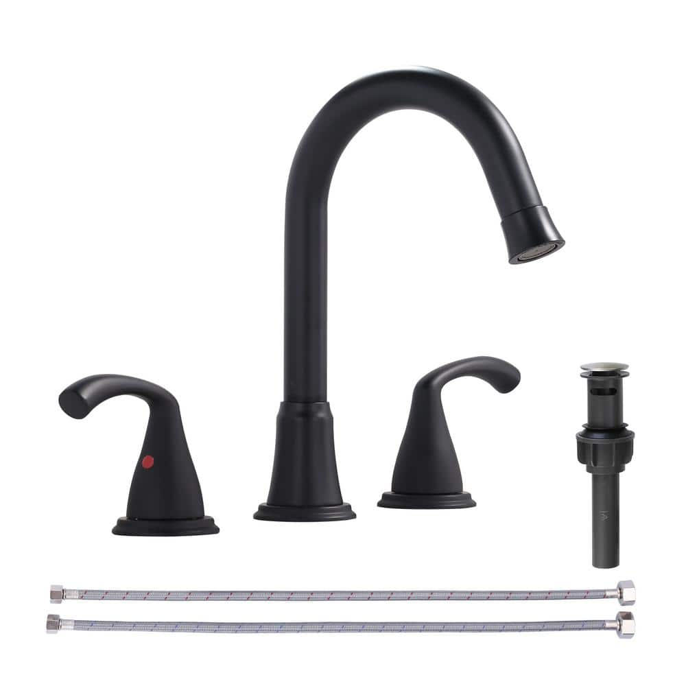 ALEASHA 3 Hole 8 In. Widespread Double Handle Bathroom Faucet In Matte ...