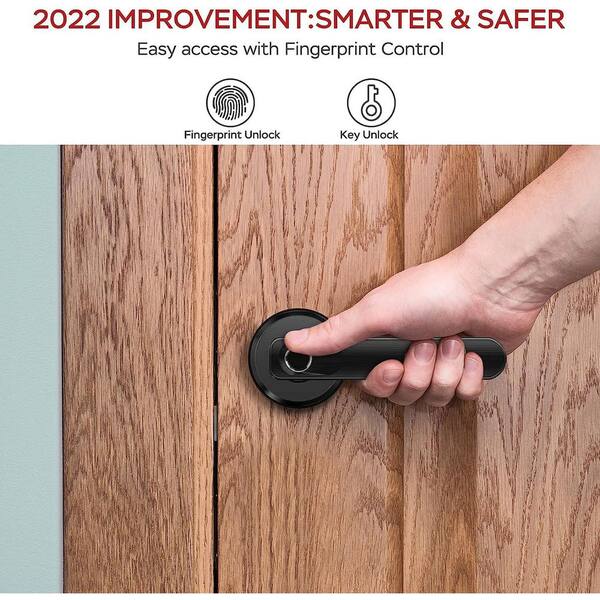 3-in-1 Matte Black Smart Lock Fingerprint Access Biometric Door Handle
