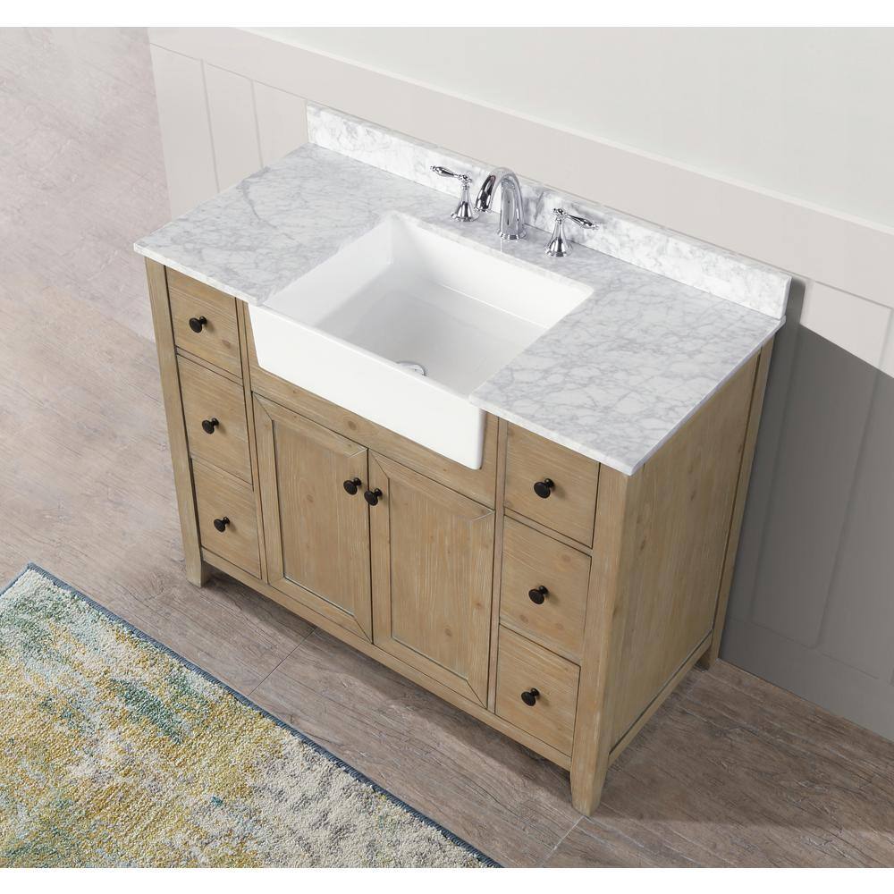 Sally 42'' Weathered Fir Bathroom Vanity with Marble Top
