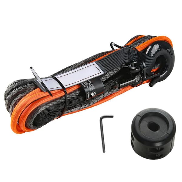 SKYSHALO Synthetic Winch Rope, 1/4 in. x 50 ft.10,000 lbs. Synthetic Winch Line Cable Rope with Protective Sleeve Stopper