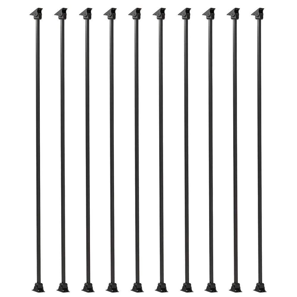 44 in. x 1 in. Plain Iron Balusters and Swivel Shoes in Satin Black-(10-Pack) price history on PriceWatchPro