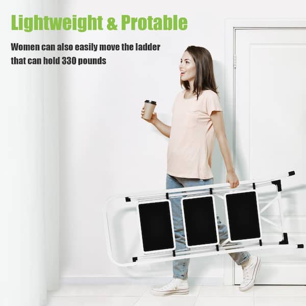 Soctone 3 Step Folding Ladder, Lightweight Portable Step Stool, 330 Lbs ...