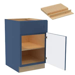 Washington 21 in. W x 24 in. D x 34.5 in. H Vessel Blue Plywood Shaker Assembled Base Kitchen Cabinet Right Knf Block