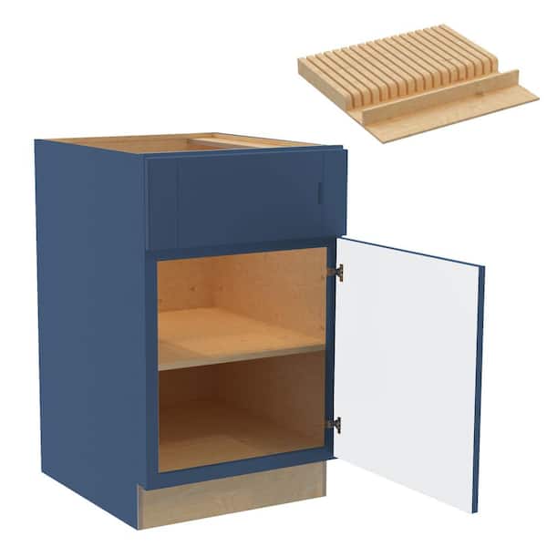 Home Decorators Collection Washington 21 in. W x 24 in. D x 34.5 in. H Vessel Blue Plywood Shaker Assembled Base Kitchen Cabinet Right Knf Block