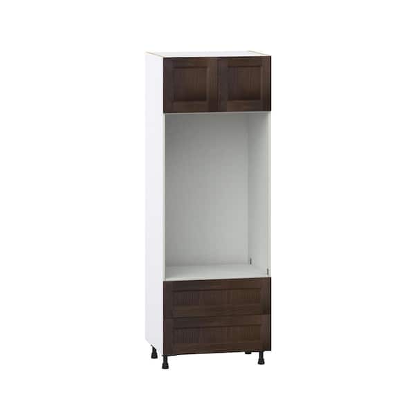 J COLLECTION Georgetown 30 in. W x 24 in. D x 84.5 in. H Assembled Double Oven Kitchen Cabinet in Chestnut