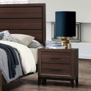 SignatureHome Finish Brown Material Wood 2-Drawer Asheville Night Stand Brown Wood Dimensions: 17"W x 24"L x 25"H