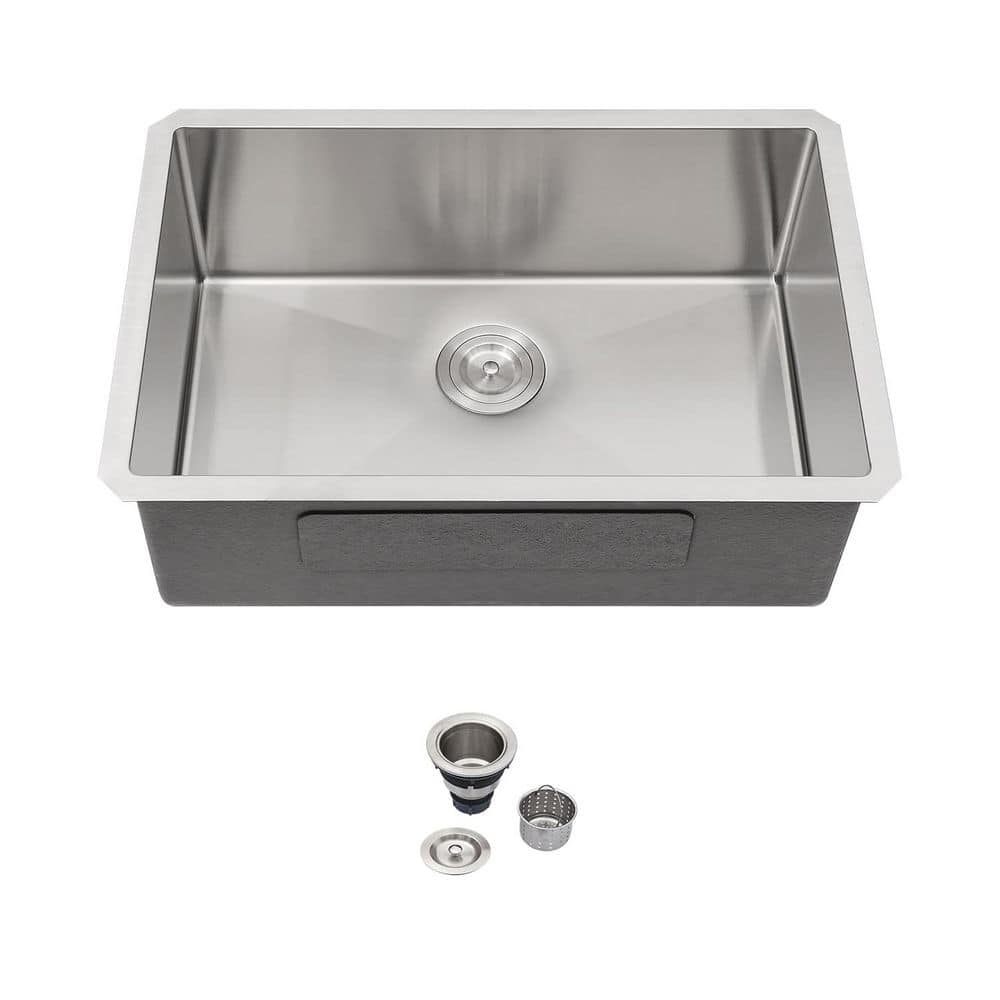 28 in. Undermount Sink Single Bowl 16-Gauge Brushed Stainless Steel Kitchen Sink with Drain Assembly price history on PriceWatchPro
